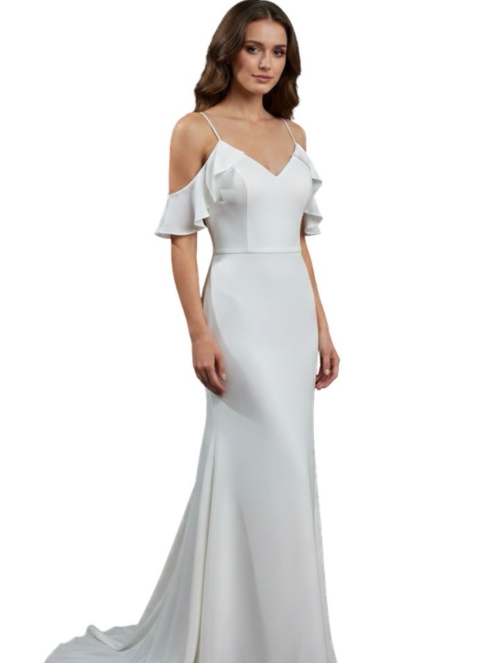 Elegant White Cold-Shoulder Bridal Gown